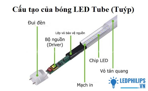 Cấu tạo đèn LED tube